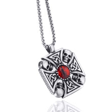 Load image into Gallery viewer, GUNGNEER Celtic Knot Crystal Stone Skull Cross Stainless Steel Pendant Necklace Jewelry