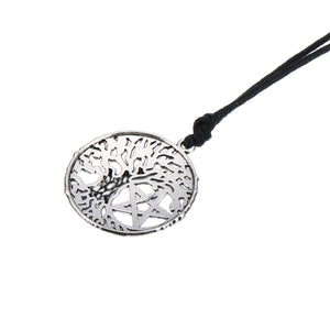 GUNGNEER Wicca Pentagram Tree of Life Necklace Leather Bracelet Jewelry Set Men Women