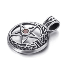 Load image into Gallery viewer, GUNGNEER Stainless Steel Wicca Celtic Moon Pentagram Pendant Necklace Signet Ring Jewelry Set