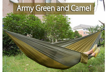Load image into Gallery viewer, 2TRIDENTS Nylon Camping Hammock - Lightweight Portable Hammock, Parachute Double Hammock for Backpacking, Camping, Travel, Beach, Yard (Orange + Grey)