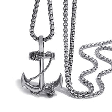 Load image into Gallery viewer, GUNGNEER Stainless Steel US Pirate Anchor Nautical Sailor Necklace Ring Jewelry Accessory Set