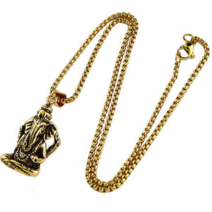 GUNGNEER Ganesh Ganesha Om Pendant Necklace Stainless Steel Hindu Jewelry For Men Women