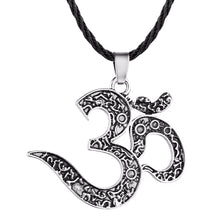 Load image into Gallery viewer, GUNGNEER Indian Om Necklace Black Rope Chain Yoga Black Ring Jewelry Combo For Men Women