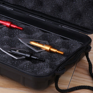 2TRIDENTS Broadhead Case Box - Black - Plastic Portable Hunting Arrowheads Box for Archery Arrows & Crossbow Bolts (L)