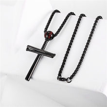 Load image into Gallery viewer, GUNGNEER Baseball Cross Necklace Stainless Steel Chain with Ring Jewelry Accessory Set