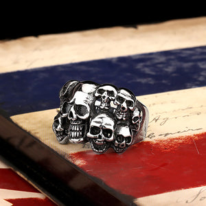 GUNGNEER Stainless Steel Skull Ring Jewelry Gothic Punk Jewlery Acccessories Men Women