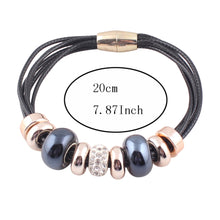 Load image into Gallery viewer, HoliStone Trendy Beaded Leather Bracelet with Magnetic Clasp Lucky Charm for Women and Men