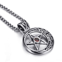 Load image into Gallery viewer, GUNGNEER Stainless Steel Wicca Celtic Moon Pentagram Pendant Necklace Jewelry Men Women