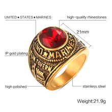 Load image into Gallery viewer, GUNGNEER United State Marine Ring Stainless Steel Military Navy Jewelry Accessory For Men