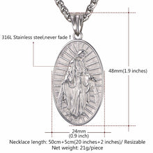 Load image into Gallery viewer, GUNGNEER Stainless Steel Vintage Religious Virgin Mary Pray Medal Pendant Necklace Jewelry