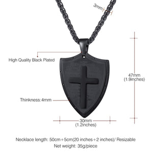 GUNGNEER Shield Christian Necklace Cross Jesus Pendant Jewelry Accessory Gift For Men Women