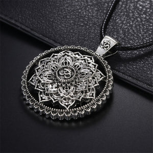 GUNGNEER Om Charm Bracelet Multilayer Leather Mandala Lotus Necklace Jewelry Set For Men Women