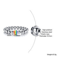 Load image into Gallery viewer, GUNGNEER Rainbow Beaded Bracelet Stainless Steel Bangle Pirde LGBT Jewelry For Men Women