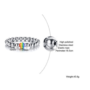 GUNGNEER Rainbow Beaded Bracelet Stainless Steel Bangle Pirde LGBT Jewelry For Men Women