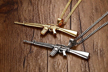 Load image into Gallery viewer, GUNGNEER Stainless Steel Hip Hop Gun Pendant Necklace Cuban Chain Military Jewelry