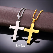 Load image into Gallery viewer, GUNGNEER Men Stainless Steel Christian Jesus Cross Necklace Bible Leather Bracelet Jewelry Set