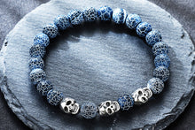 Load image into Gallery viewer, HoliStone Natural Lava Stone with Punky Skull Beaded Bracelet for Women and Men