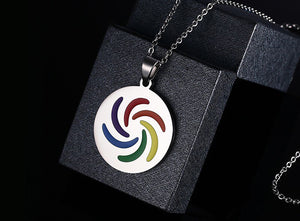 GUNGNEER Rainbow Pride Necklace Stainless Steel Gay Lesbian Jewelry Gift For Men Women