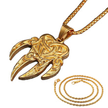 Load image into Gallery viewer, GUNGNEER Stainless Steel Viking Bear Paw Celtic Knot Pendant Wheat Chain Necklace Jewelry Set
