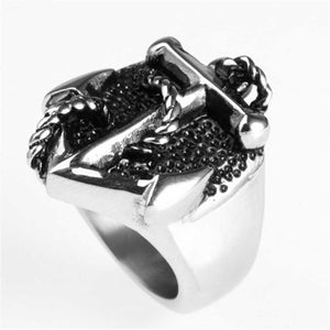 GUNGNEER USN Navy Anchor Ring Stainless Steel Military Nautical Jewelry Accessory For Men