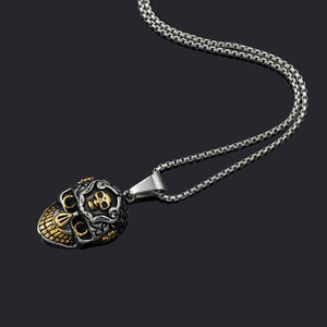 GUNGNEER Stainless Steel Sugar Floral Skull Skeleton Pendant Necklace Biker Jewelry Men Women