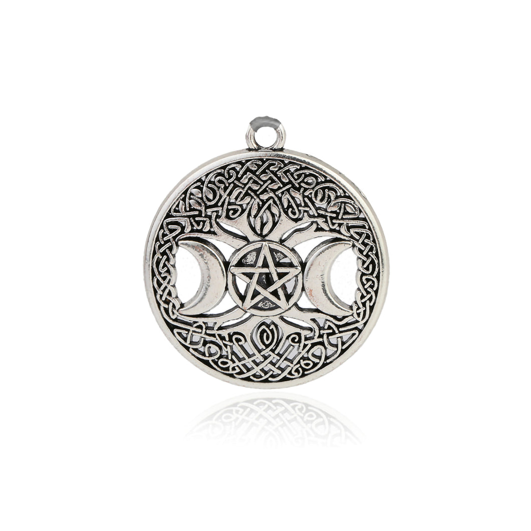 GUNGNEER Triple Moon Goddess Wicca Pentagram Celtic Tree of Life Pendant Jewelry Men Women