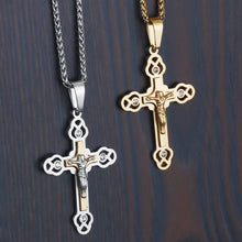 Load image into Gallery viewer, GUNGNEER Stainless Steel Christian Cross Pendant Necklace Jesus Chain Jewelry For Men Women