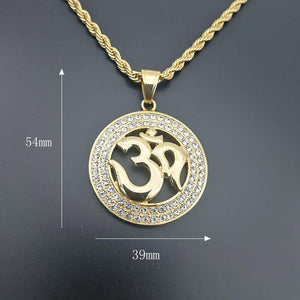GUNGNEER Hindu Yoga Om Ohm Necklace Stainless Steel Spiritual Jewelry For Men Women