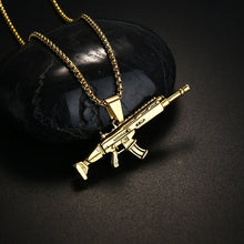 Load image into Gallery viewer, GUNGNEER Stainless Steel Gun Pendant Necklace Box Chain 3 Colors Military Jewelry