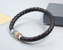 Load image into Gallery viewer, GUNGNEER LGBT Pride Bracelet Rope Chain Stainless Steel Gay Rainbow Jewelry For Men Women