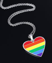 Load image into Gallery viewer, GUNGNEER Lesbian Gay Heart Shaped Pride Necklace Stainless Steel Rainbow Earrings Jewelry Set
