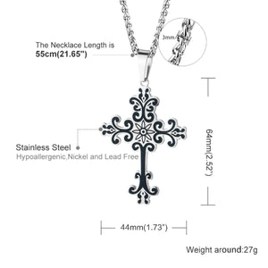 GUNGNEER Stainless Steel Cross Necklace Christian Pendant Jewelry Gift For Men Women