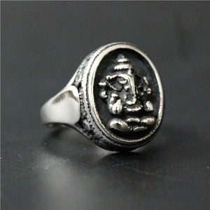 GUNGNEER Hindu Ganesha Om Ring Lord Elephant Ohm Aum Stainless Steel Jewelry For Men