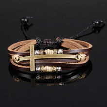 Load image into Gallery viewer, GUNGNEER Jesus Cross Bracelet Multilayer Leather Christian Jewelry Accessory For Men Women