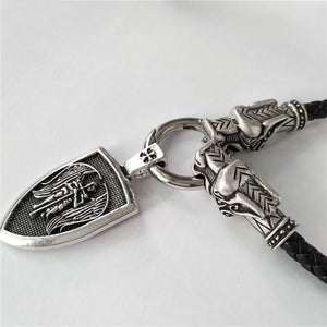 GUNGNEER Archangel St Michael Necklace Shield Norse Dragon Heads Bracelet Protection Jewelry Set