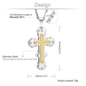 GUNGNEER God Christian Cross Pendant Necklace Christ Jewelry Accessory For Men Women