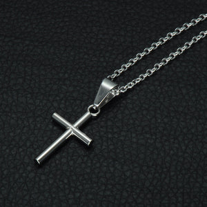 GUNGNEER Stainless Steel Cross Pendant Necklace Christian Chain Jewelry For Men Women