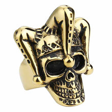 Load image into Gallery viewer, GUNGNEER Gothic Joker Clown Skull Ring Stainless Steel Punk Biker Halloween Jewelry Men Women
