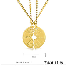 Load image into Gallery viewer, GUNGNEER Stainless Steel Fitness Barbell Gym Plate Pendant Necklace Workout Jewelry Men Women