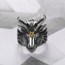 Load image into Gallery viewer, GUNGNEER Stainless Steel Multi-size Baphomet Ring Satanic Goat Head Jewelry Gift For Men