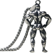 Load image into Gallery viewer, GUNGNEER Muscle Man Pendant Necklace Stainless Steel Strong Sport Gym Jewelry for Men Women