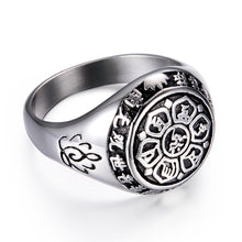 Load image into Gallery viewer, GUNGNEER Stainless Steel Om Ring Lotus Mantra Six Words Pendant Necklace Jewelry Set For Men