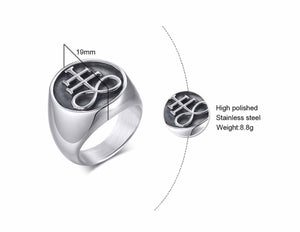 GUNGNEER Satan Cross Ring Stainless Steel Sigil of Leviathan Jewelry Accessory For Men