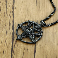 Load image into Gallery viewer, GUNGNEER Black Baphomet Goat Head Necklace Stainless Steel Satan Devil Jewelry For Men