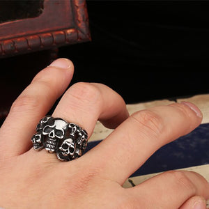 GUNGNEER Stainless Steel Skull Ring Jewelry Gothic Punk Jewlery Acccessories Men Women