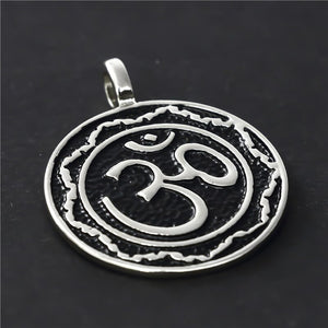 GUNGNEER Om Pendant Necklace Aum Buddhism Om Ring Yoga Jewelry Combo For Men Women