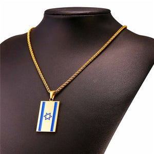 GUNGNEER Stainless Steel Israel Flag David Star Necklace Jewish Jewelry Accessory For Men