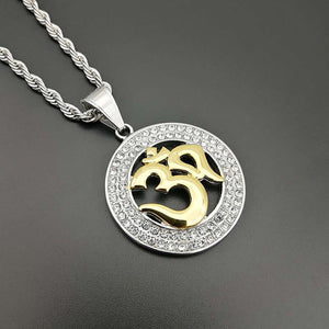 GUNGNEER Hindu Yoga Om Ohm Necklace Stainless Steel Spiritual Jewelry For Men Women