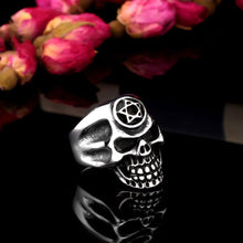 Load image into Gallery viewer, GUNGNEER Wicca Pentagram Pentacle Skull Ring Gothic Punk Jewelry Accessories for Men Women