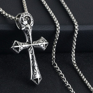 GUNGNEER Stainless Steel Christian Pendant Cross Necklace Jewelry Accessory For Men Women